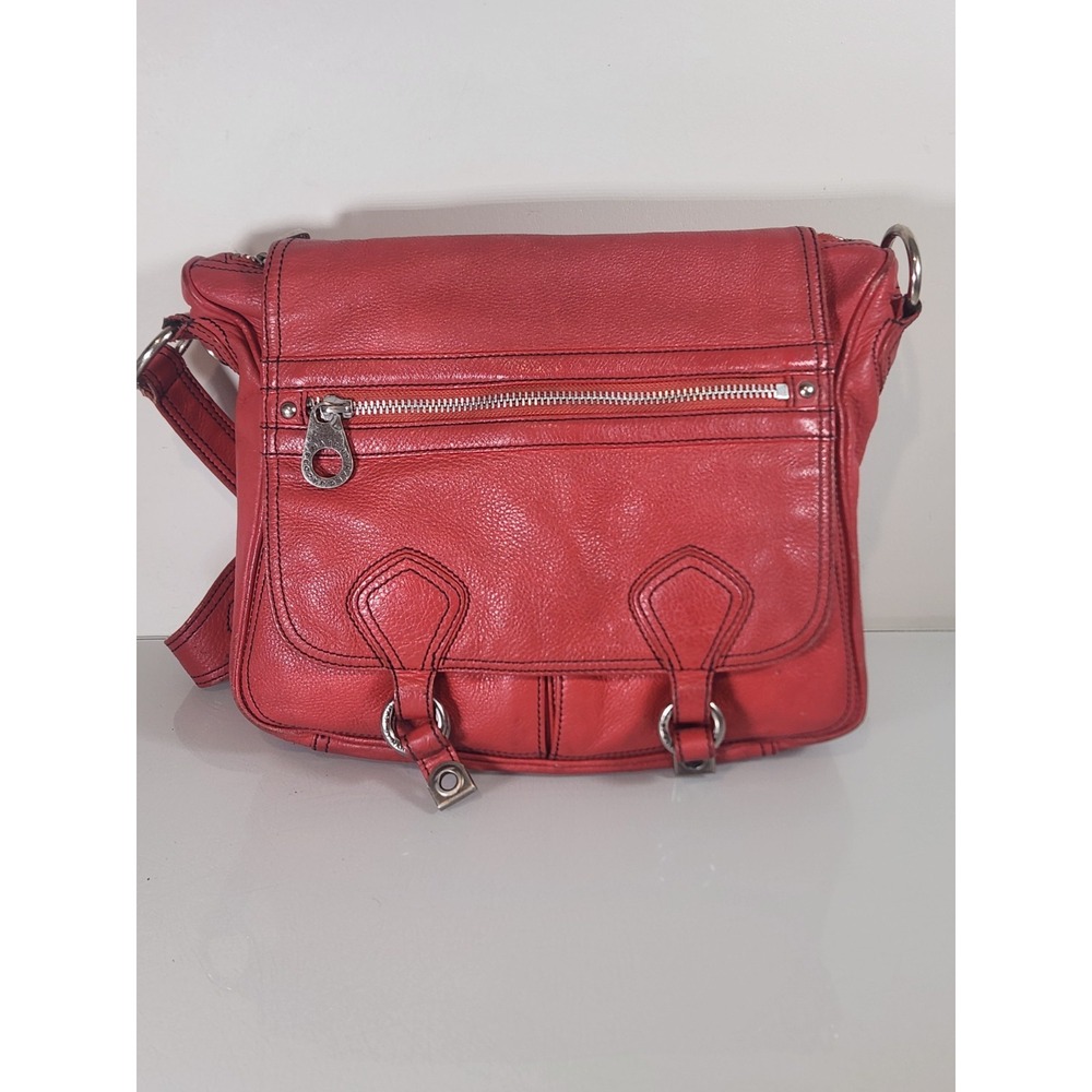Marc by Marc Jacobs Red Pebbled Leather Crossbody Shoulder Satchel Purse-STAINED